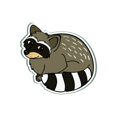 Small friendly racoon on white background cartoon vector illustration