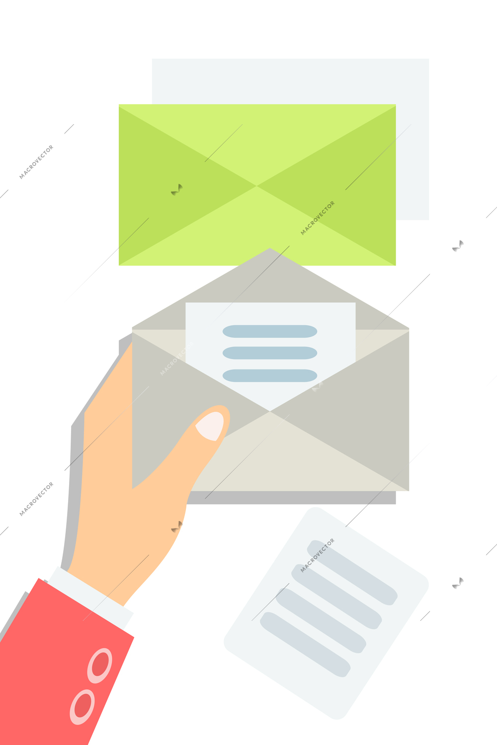 Business flat icon with hand envelope mail vector illustration