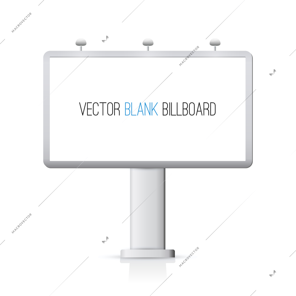 Blank outdoor advertising billboard isolated on white background vector illustration