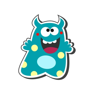 Happy colorful monster with spots cartoon icon vector illustration