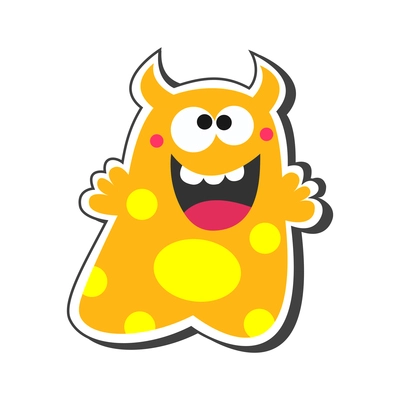 Funny smiling orange monster with yellow spots cartoon vector illustration