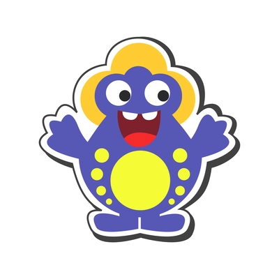 Funny cute blue and yellow monster on white background cartoon vector illustration