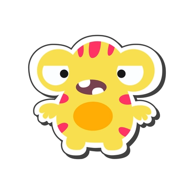 Yellow and red cartoon monster with big eyes vector illustration