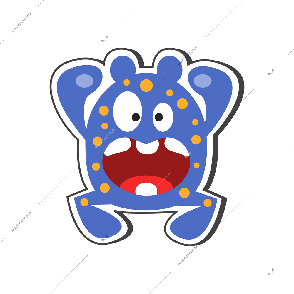 Cartoon icon of funny scared monster on white background vector illustration