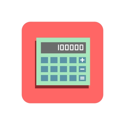 Flat icon of calculator on red background vector illustration