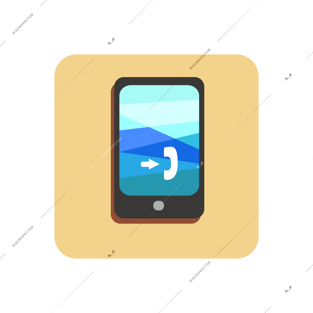 Flat icon of smartphone with incoming call vector illustration