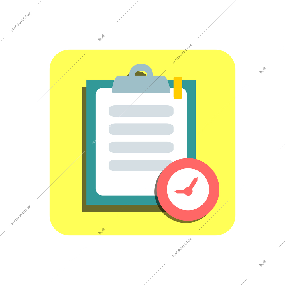 Flat business icon with document and deadline sign vector illustration