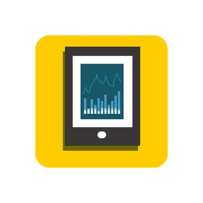 Flat icon of tablet with graphs on screen vector illustration