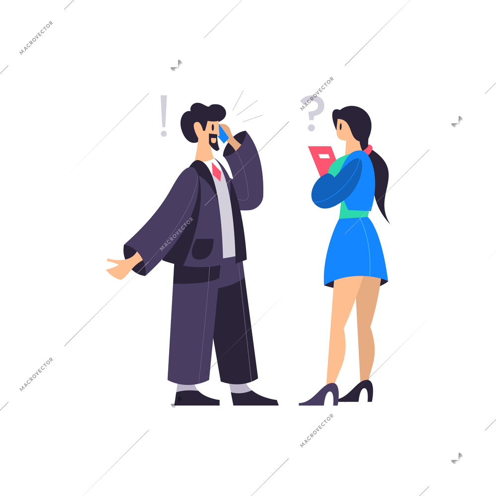 Business office composition with isolated human characters with male and female employees vector illustration