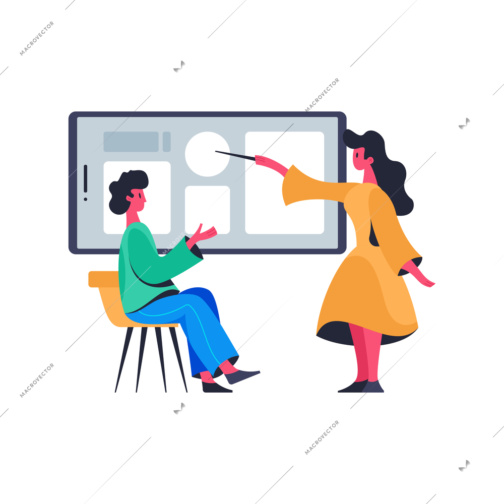 Online education composition with icons and round pictograms computer gadgets and human characters vector illustration