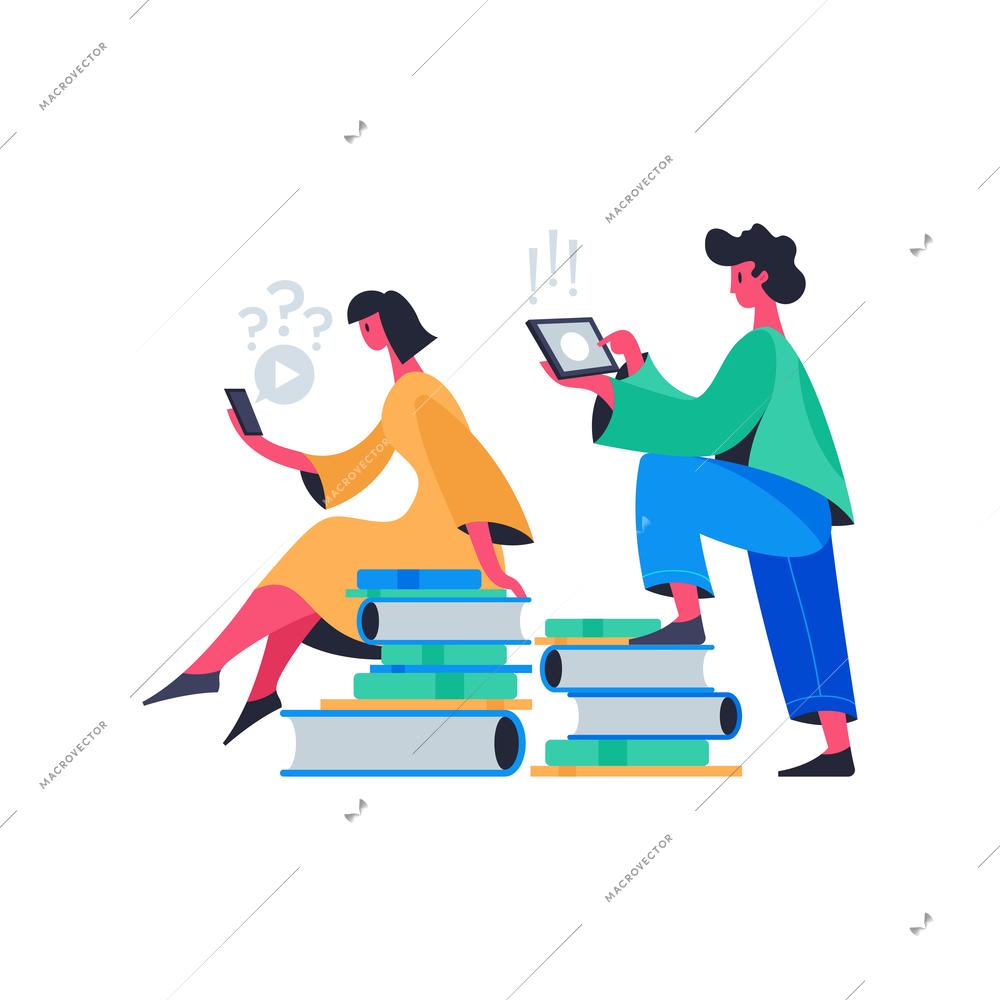 Online education composition with icons and round pictograms computer gadgets and human characters vector illustration