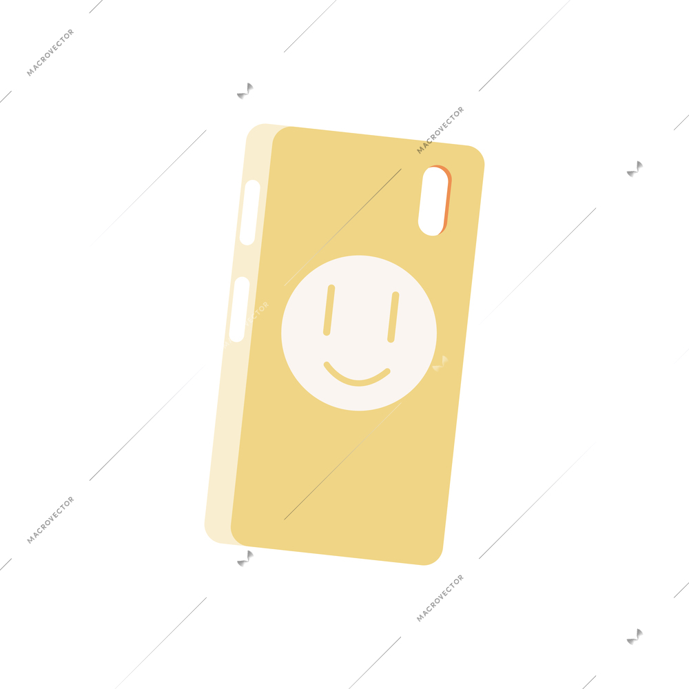 Smartphone flat composition with isolated image of smartphone case with smile vector illustration