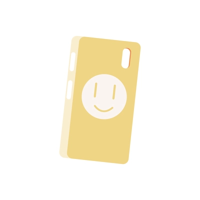 Smartphone flat composition with isolated image of smartphone case with smile vector illustration