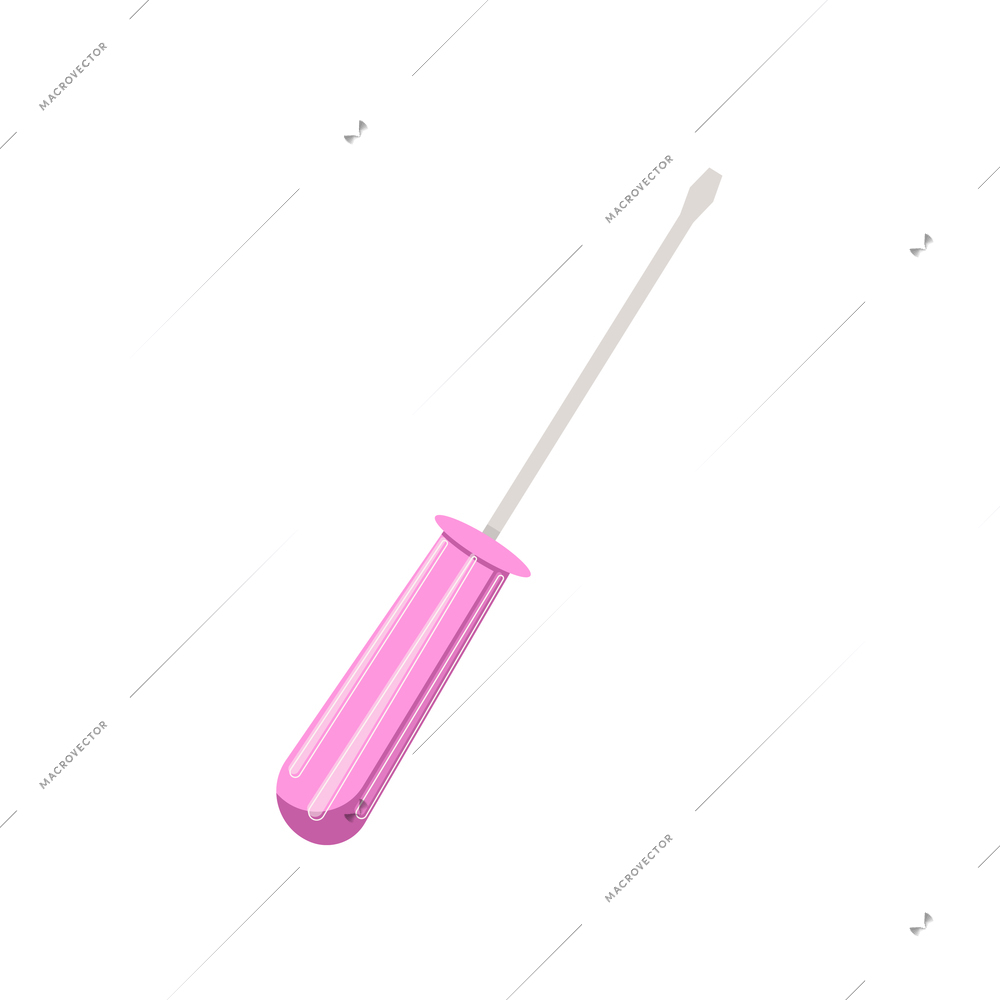 Smartphone flat composition with isolated image of pink screwdriver vector illustration