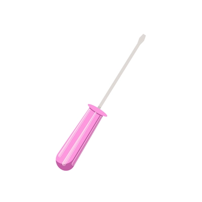 Smartphone flat composition with isolated image of pink screwdriver vector illustration