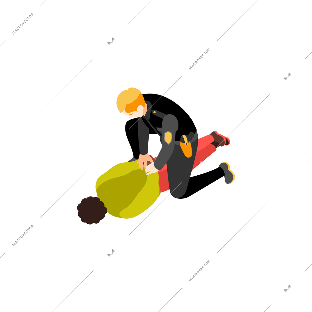 Black lives matter isometric composition with characters of police officer putting handcuffs on black person vector illustration