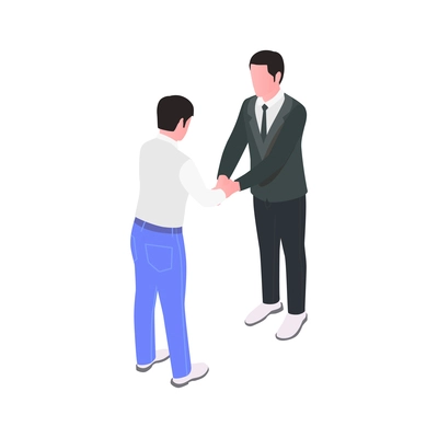 Insurance isometric composition with characters of client and agent shaking hands vector illustration