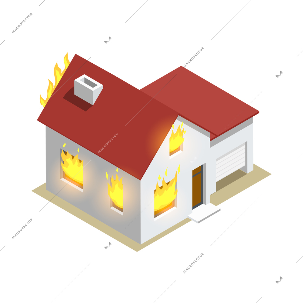 Insurance isometric composition with isolated image of private house vector illustration