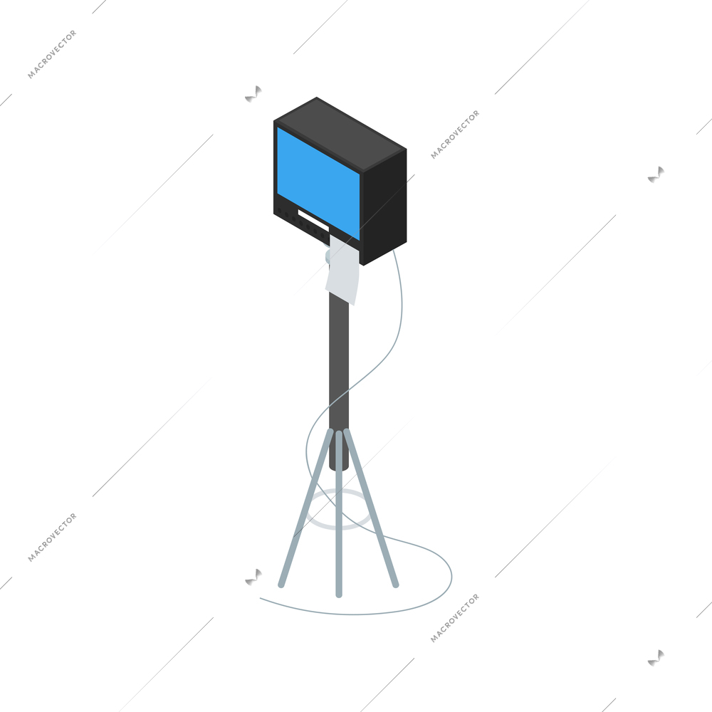 Isometric cinematography composition with isolated image of lighting box on tripod vector illustration