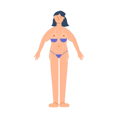 Plastic surgery flat composition with body contouring and rejuvenation for female patient vector illustration