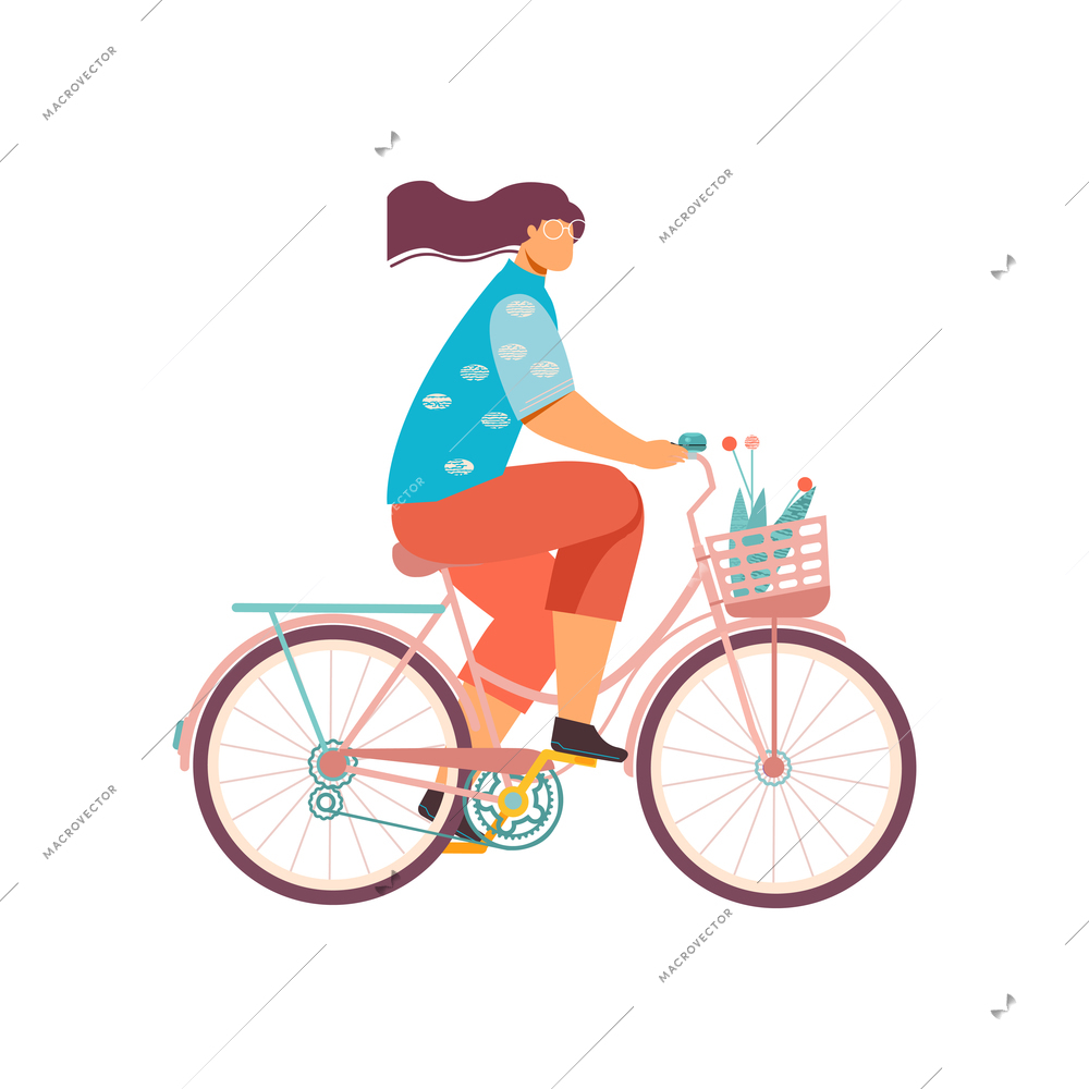 Bicycle business composition with flat cycling images isolated on blank background vector illustration