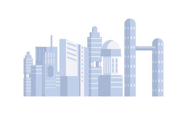 Future technology composition with flat citycape with futuristic buildings skyscrapers isolated vector illustration