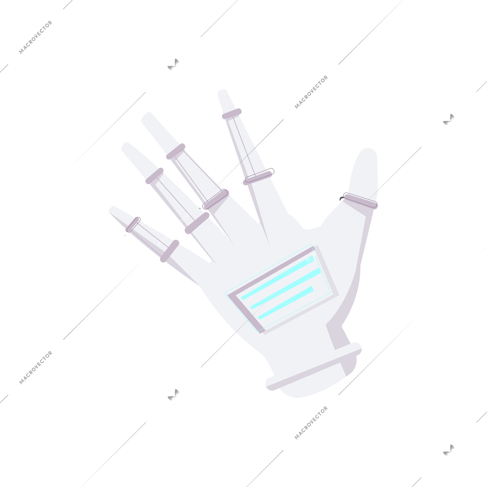 Future technology composition with flat image of futuristic artificial hand isolated vector illustration