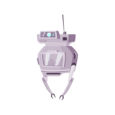 Future technology composition with flat character of droid robot isolated vector illustration