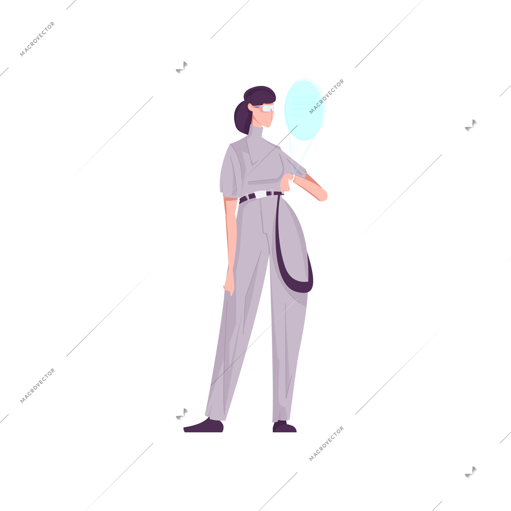 Future technology composition with flat human character using smart gadgets isolated vector illustration