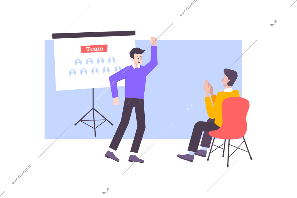 Coaching goal achievement flat composition with people using help of professional coaches isolated vector illustration