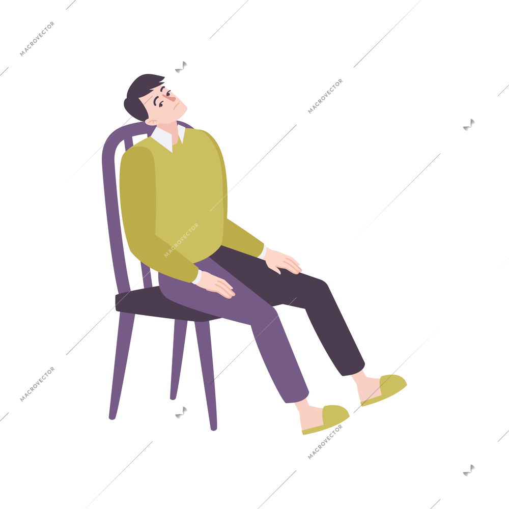 Mental health flat composition with human character suffering from mental problem psychology vector illustration