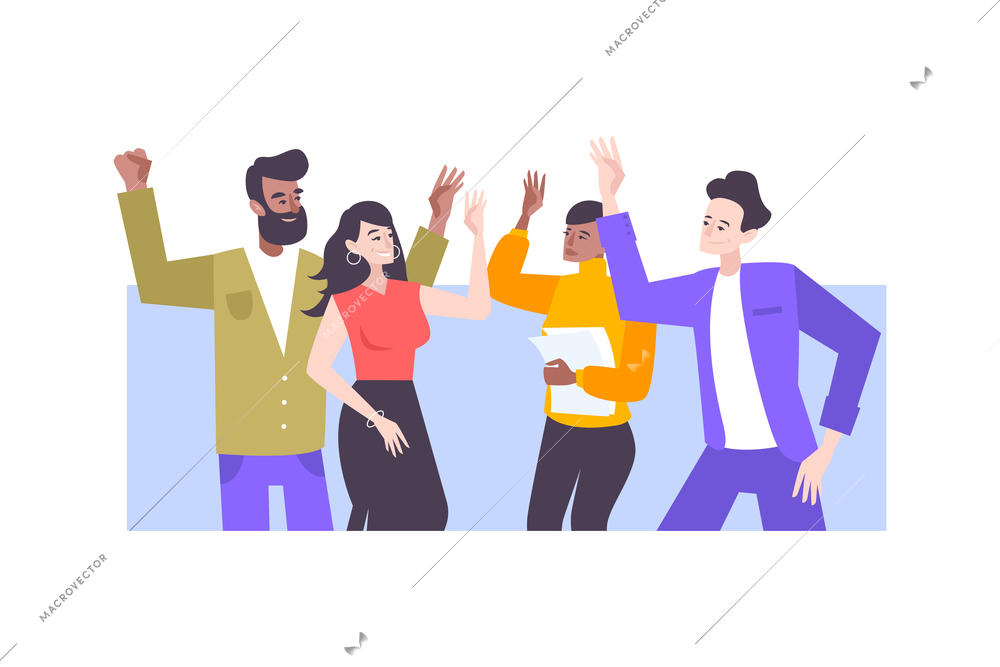 Coaching goal achievement flat composition with people using help of professional coaches isolated vector illustration