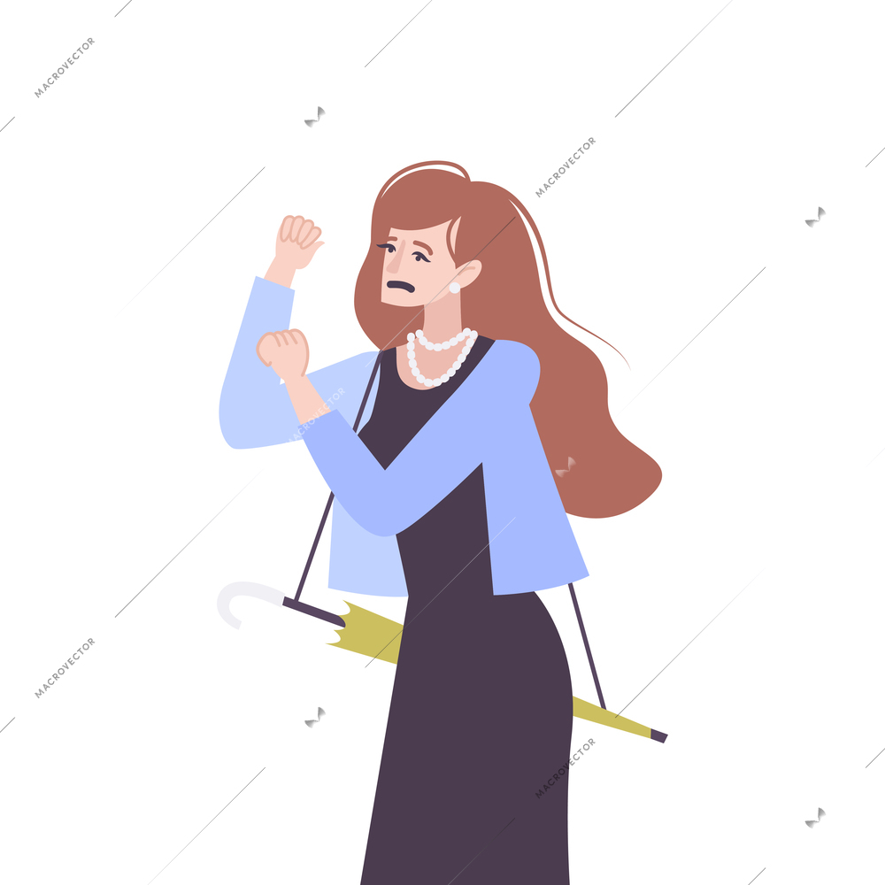 Mental health flat composition with human character suffering from mental problem psychology vector illustration