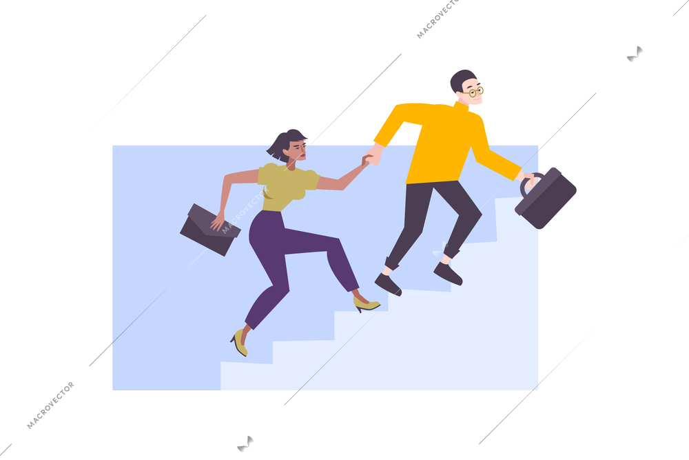 Coaching goal achievement flat composition with people using help of professional coaches isolated vector illustration