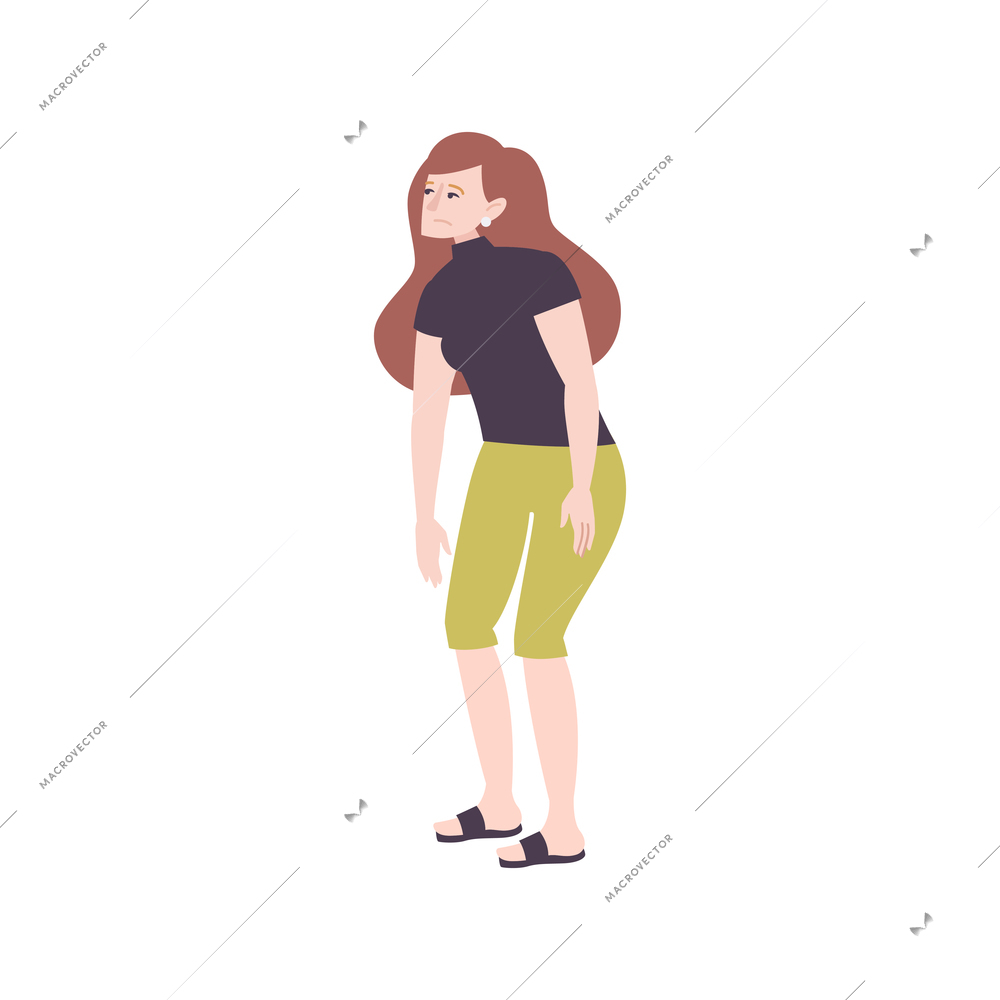 Mental health flat composition with human character suffering from mental problem psychology vector illustration