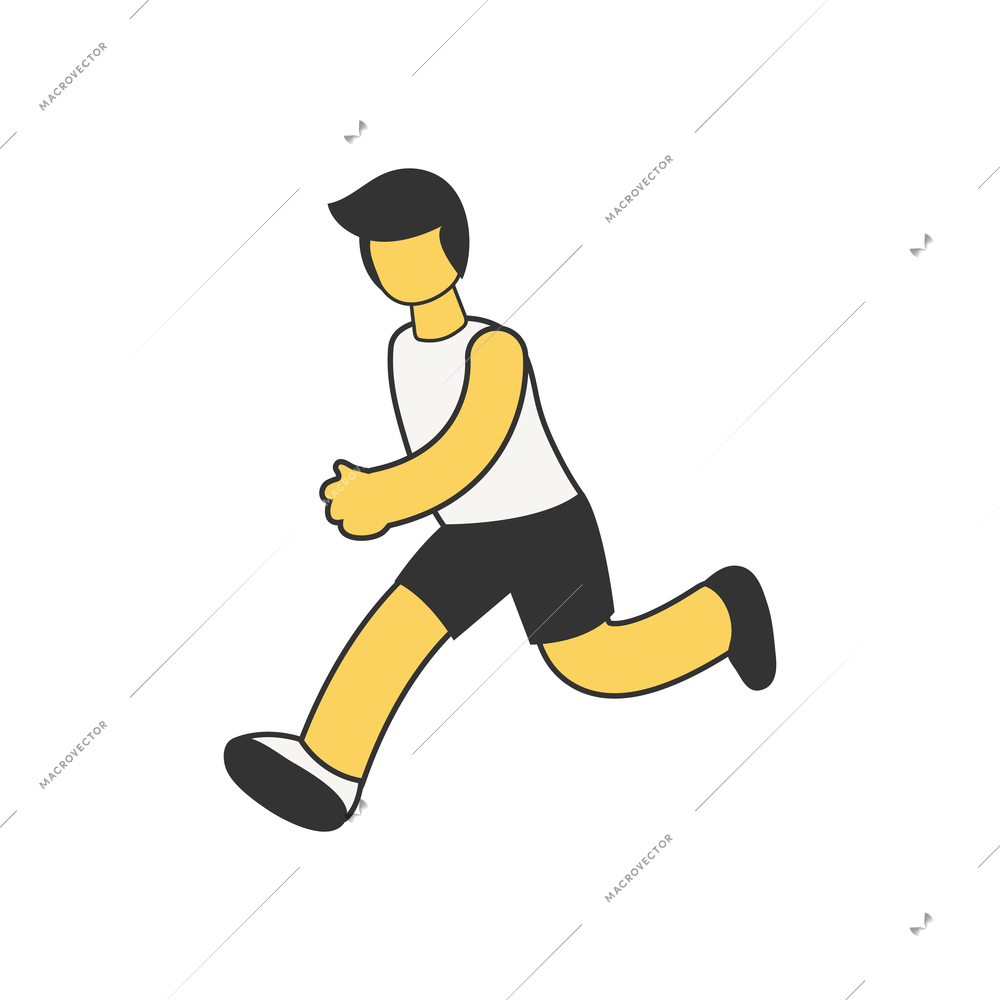 Summer sport competition composition with isometric character of running guy vector illustration