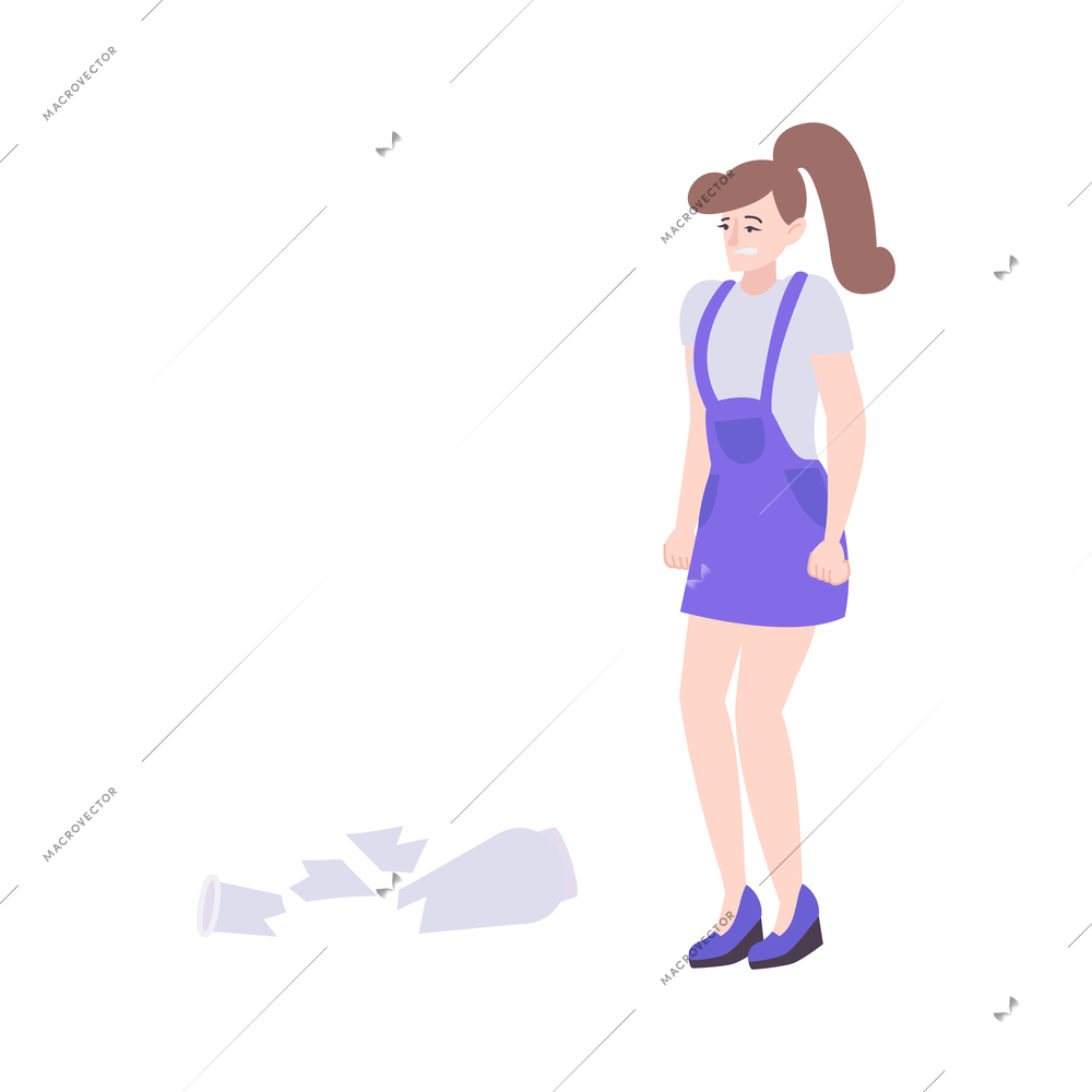 Mental health flat composition with human character suffering from mental problem psychology vector illustration