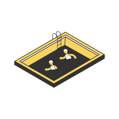 Summer sport competition composition with isometric characters of swimmers in pool vector illustration