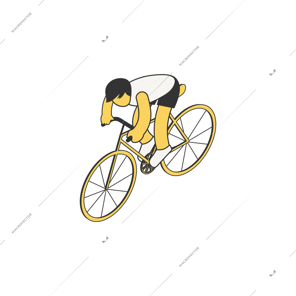 Summer sport competition composition with isometric character of bicycle rider vector illustration