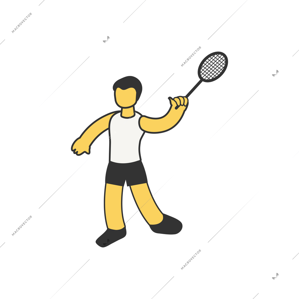 Summer sport competition composition with isometric character of tennis player vector illustration