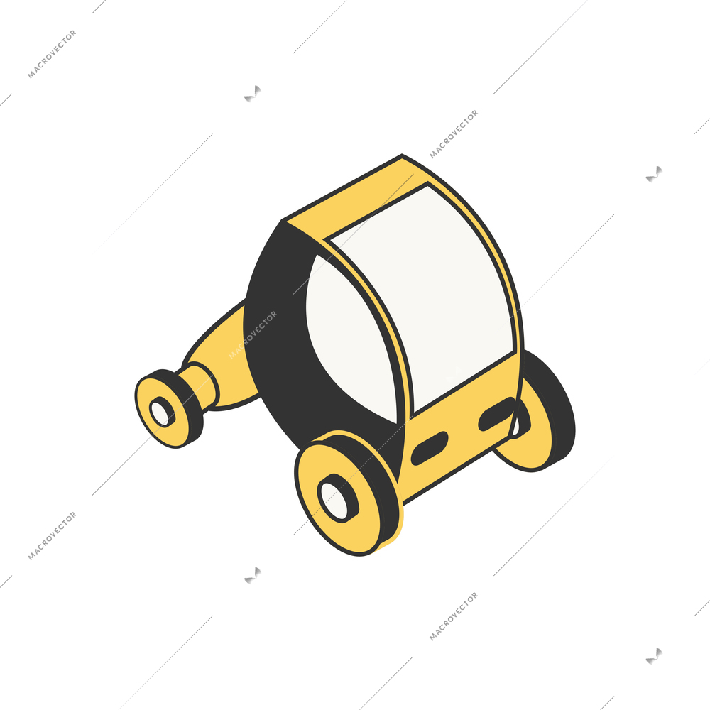 Future technology isometric composition with isolated image of small car vector illustration