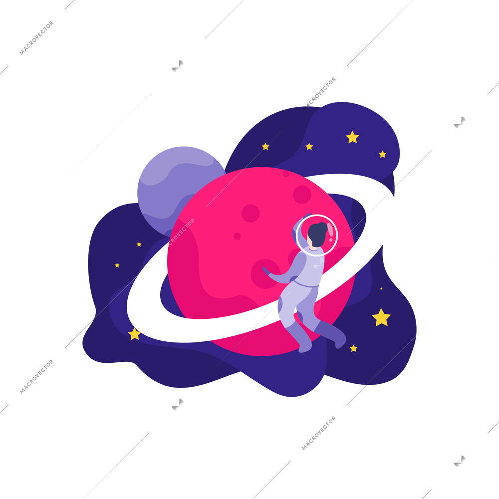 Astronomy space people composition with doodle style characters of astronauts stars and planet images vector illustration