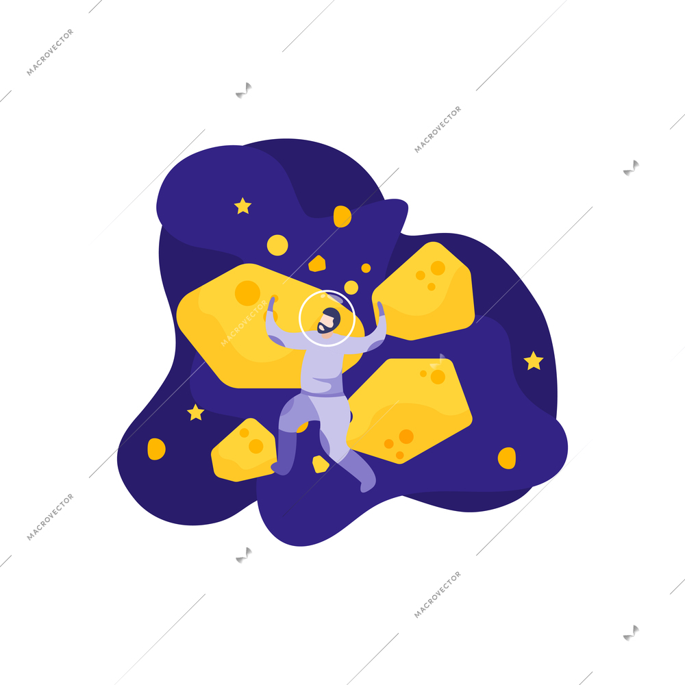 Astronomy space people composition with doodle style characters of astronauts stars and planet images vector illustration