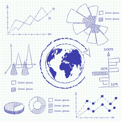 Collection of infographic charts isolated vector illustration