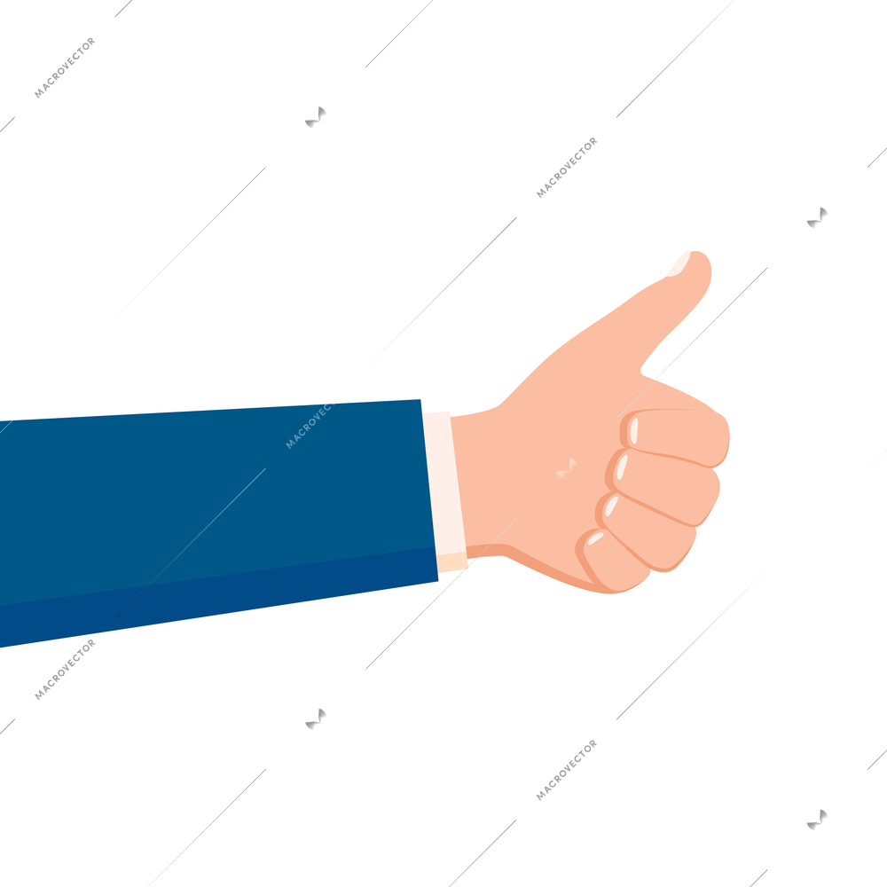 Thumbs up hands flat composition with isolated human hand images on blank background vector illustration