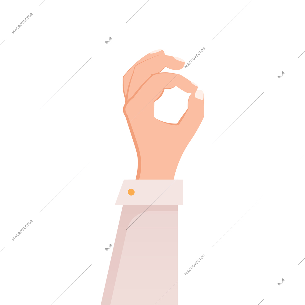 Ok hands flat composition with isolated human hand okay gesture images on blank background vector illustration