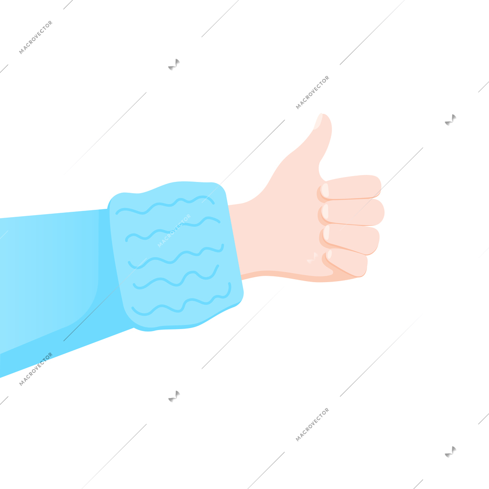 Thumbs up hands flat composition with isolated human hand images on blank background vector illustration
