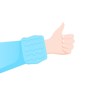 Thumbs up hands flat composition with isolated human hand images on blank background vector illustration