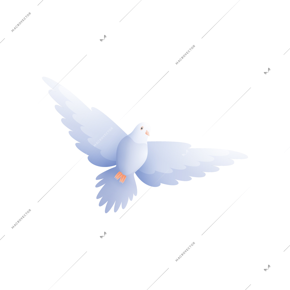 White pigeon dove composition with isolated flat image of flying bird with wings vector illustration