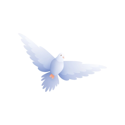 White pigeon dove composition with isolated flat image of flying bird with wings vector illustration